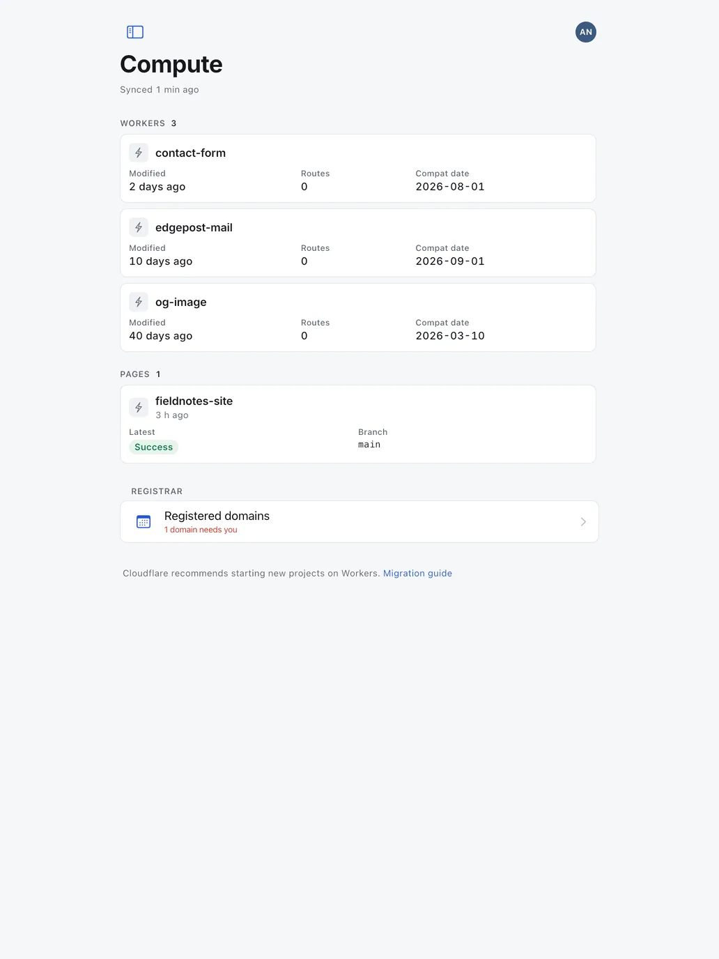 iPad: Workers, Pages and registered domains.